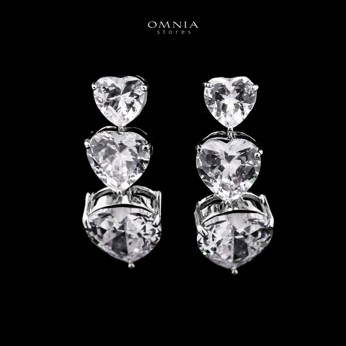 Omnia Donatella White Bridal Full Set with Heart-Cut High-Quality Simulated Diamonds Rhodium Plated - OMNIASTORES UAE