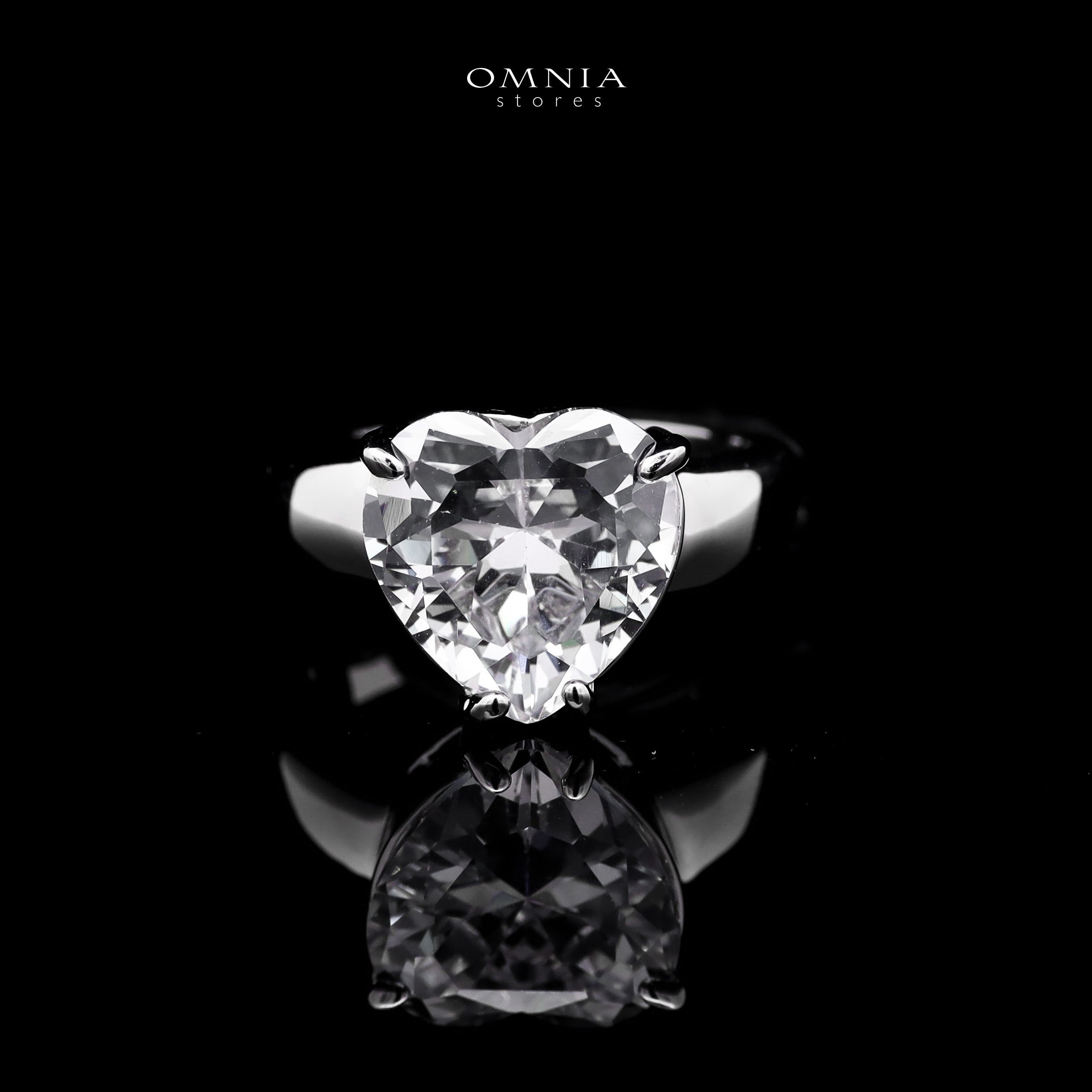 Omnia Donatella White Bridal Full Set with Heart-Cut High-Quality Simulated Diamonds Rhodium Plated - OMNIASTORES UAE