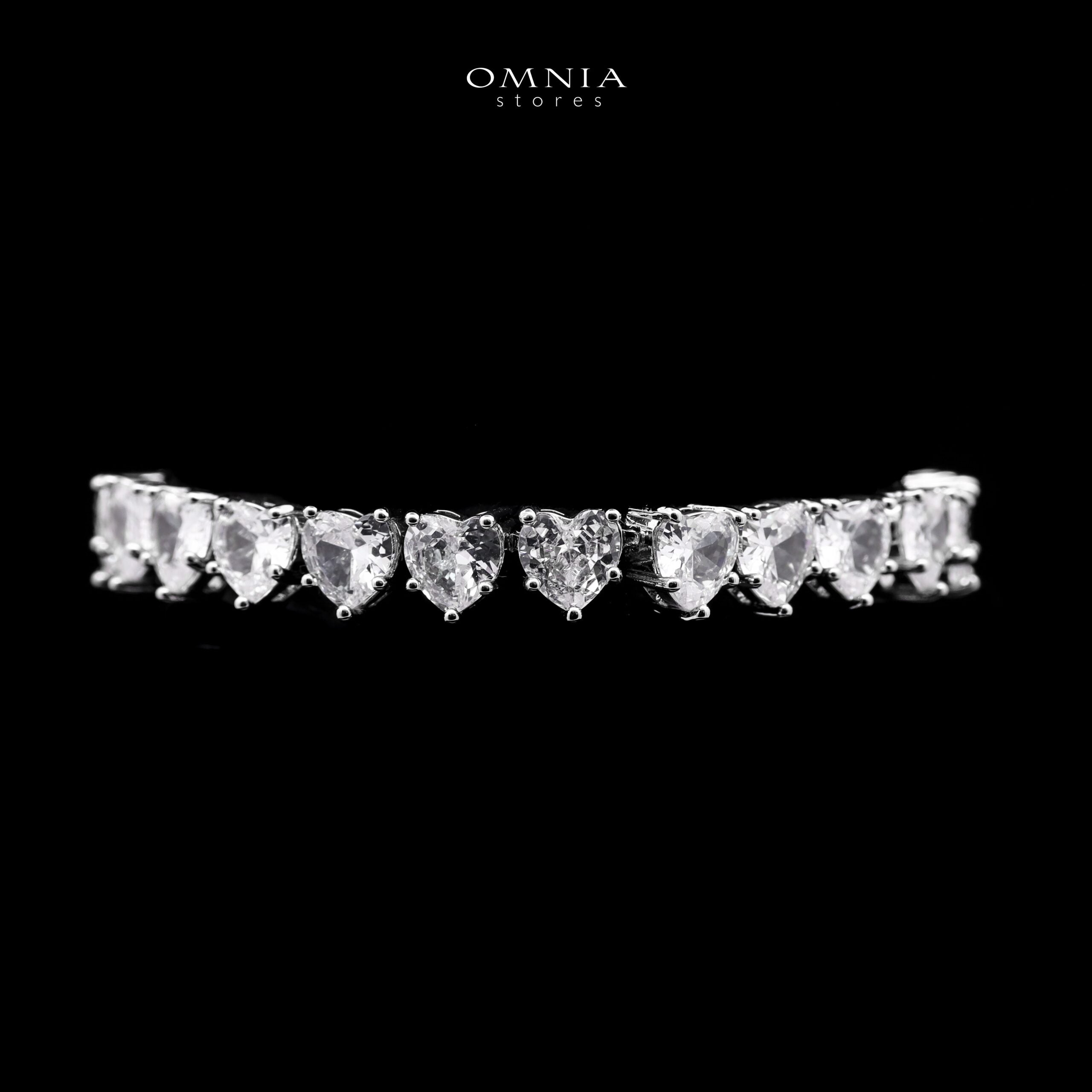 Omnia Donatella White Bridal Full Set with Heart-Cut High-Quality Simulated Diamonds Rhodium Plated - OMNIASTORES UAE