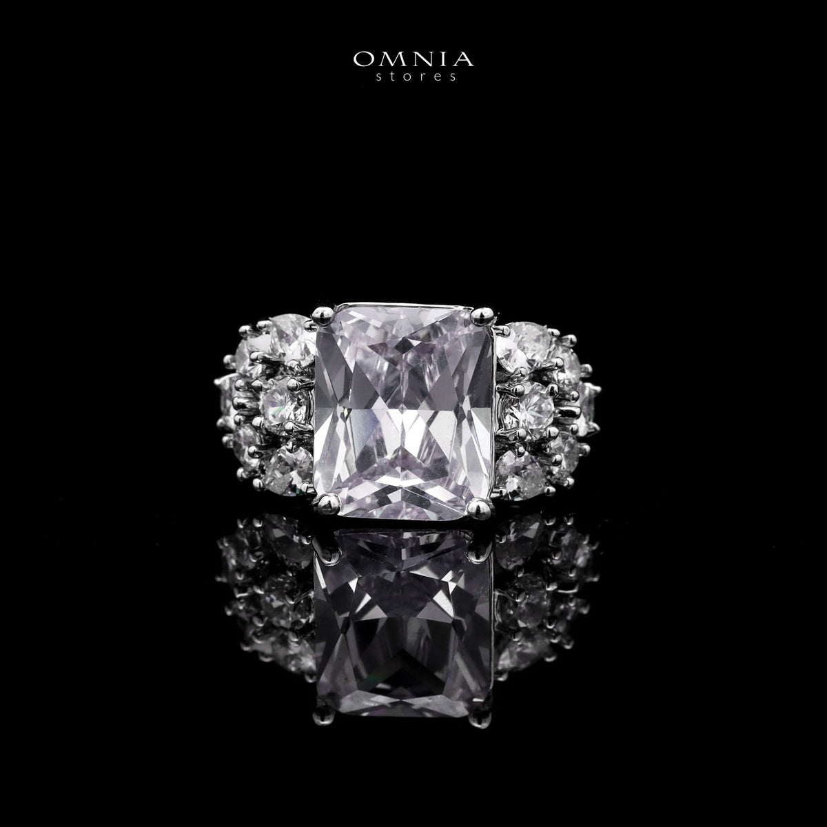 Omnia Charlene White Luxury Bridal Full Set with Radiant and Pear-Cut High-Quality Iced Cut Stones Rhodium Plated