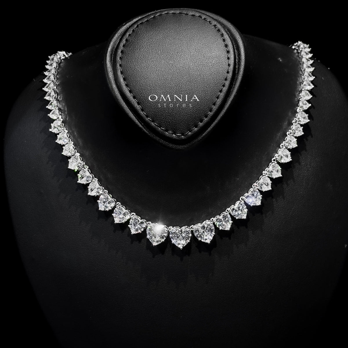Omnia Donatella White Bridal Full Set with Heart-Cut High-Quality Simulated Diamonds Rhodium Plated - OMNIASTORES UAE