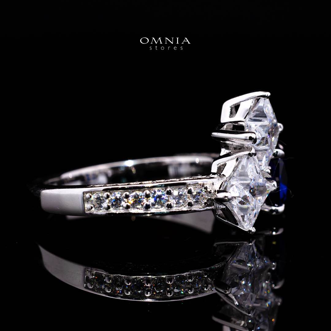 Omnia Rashida Star Blue Silver Ring In 925 Silver High Quality Certified Lab Crafted Stones