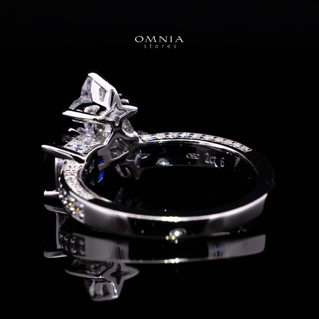 Omnia Rashida Star Blue Silver Ring In 925 Silver High Quality Certified Lab Crafted Stones