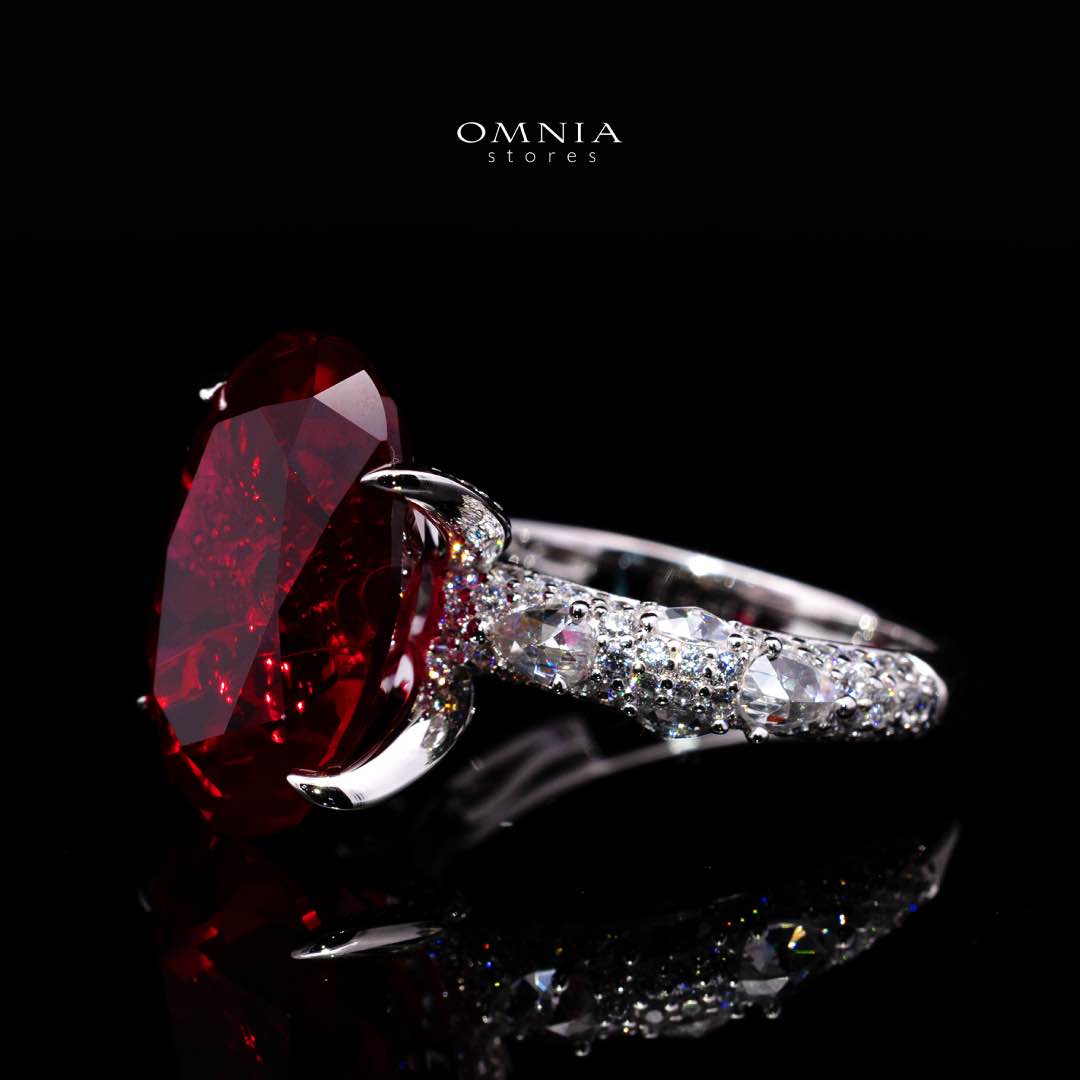 Omnia Hidaya Red Silver Ring In 925 Silver High Quality Certified Lab Crafted Stones
