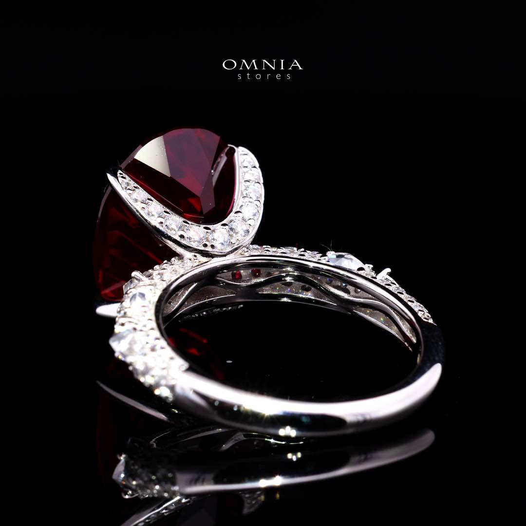 Omnia Hidaya Red Silver Ring In 925 Silver High Quality Certified Lab Crafted Stones