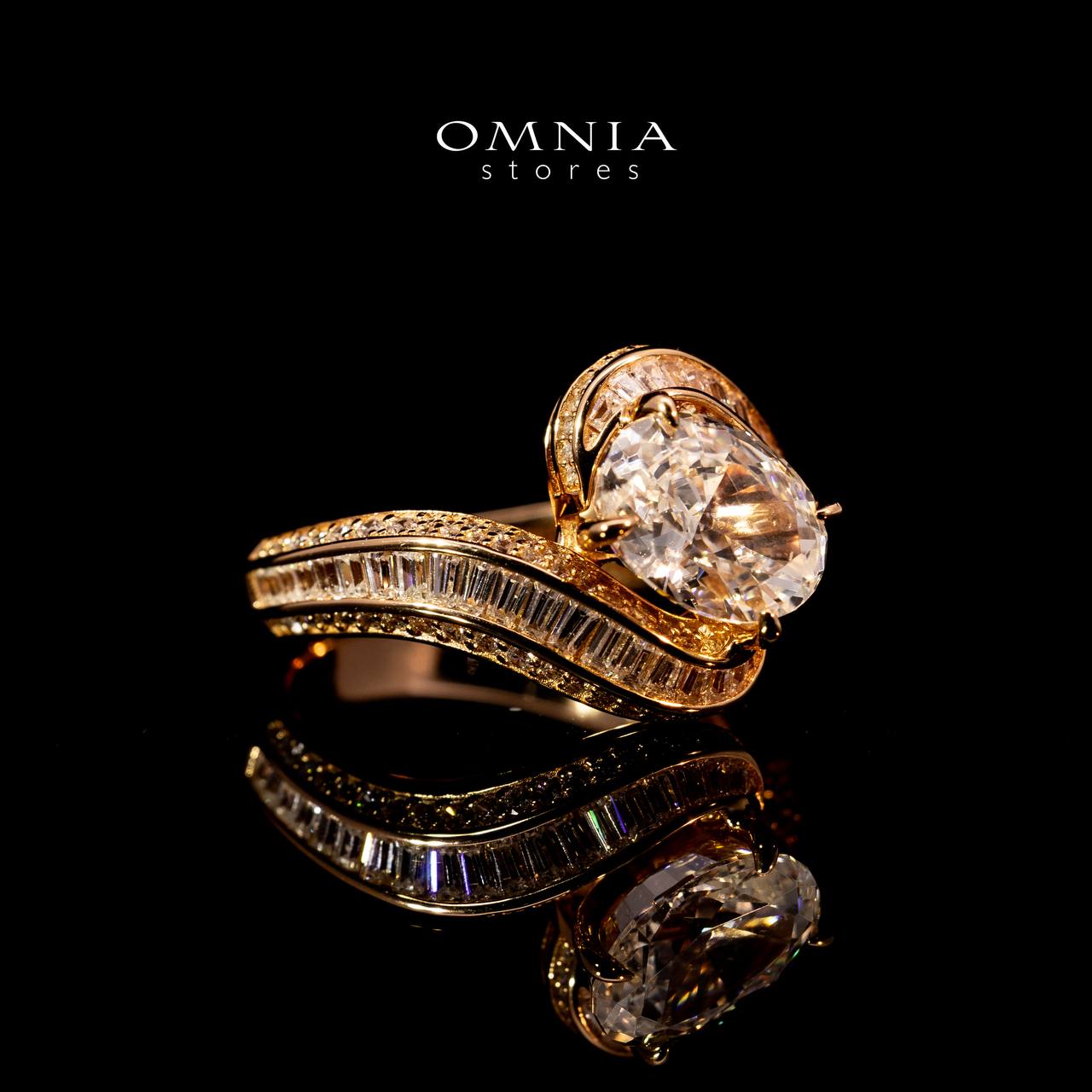 Omnia Rameen Rose Gold Twist Ring In 925 Silver High Quality Certified Lab Crafted Oval Cut Stones 3.5Ct