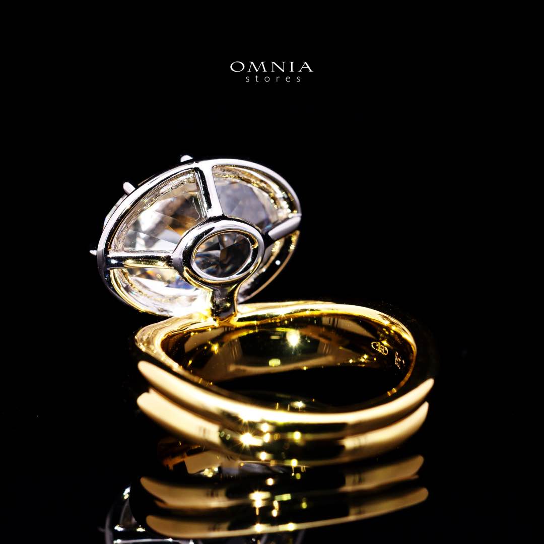 Omnia Aayra Gold Ring In 925 Silver With High Quality Lab Crafted Stones