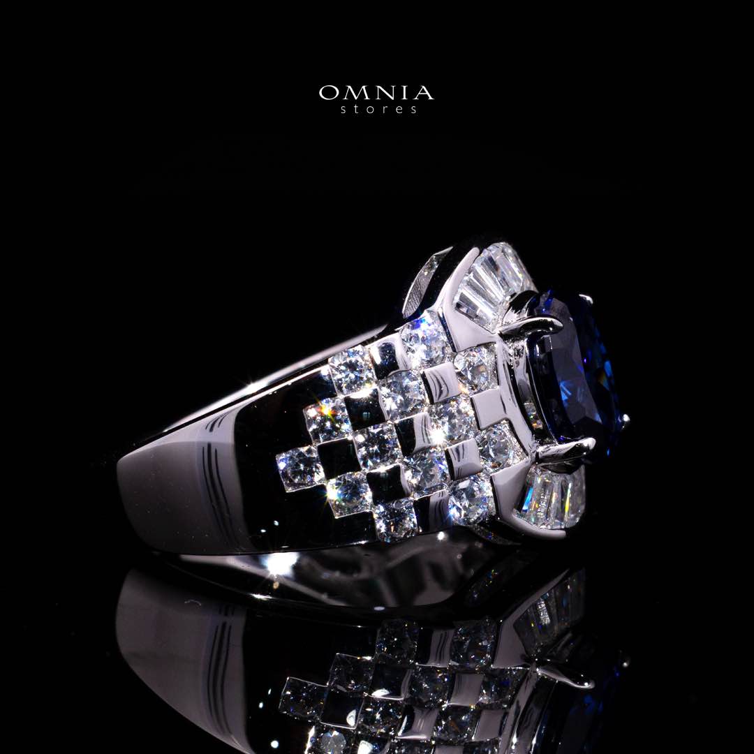 Omnia Zareena Blue Silver Ring In 925 Silver High Quality Certified Lab Crafted Stones