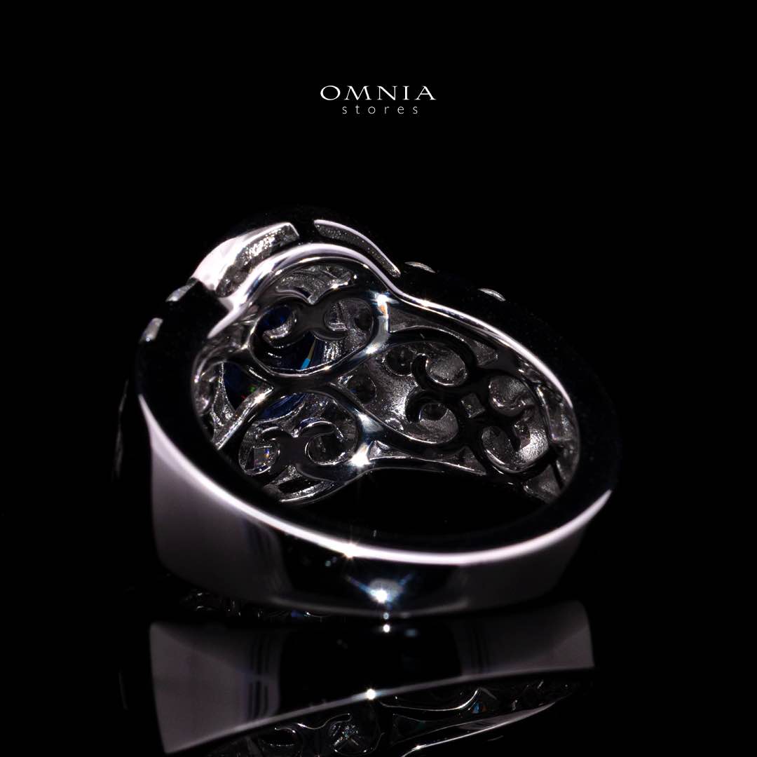 Omnia Zareena Blue Silver Ring In 925 Silver High Quality Certified Lab Crafted Stones