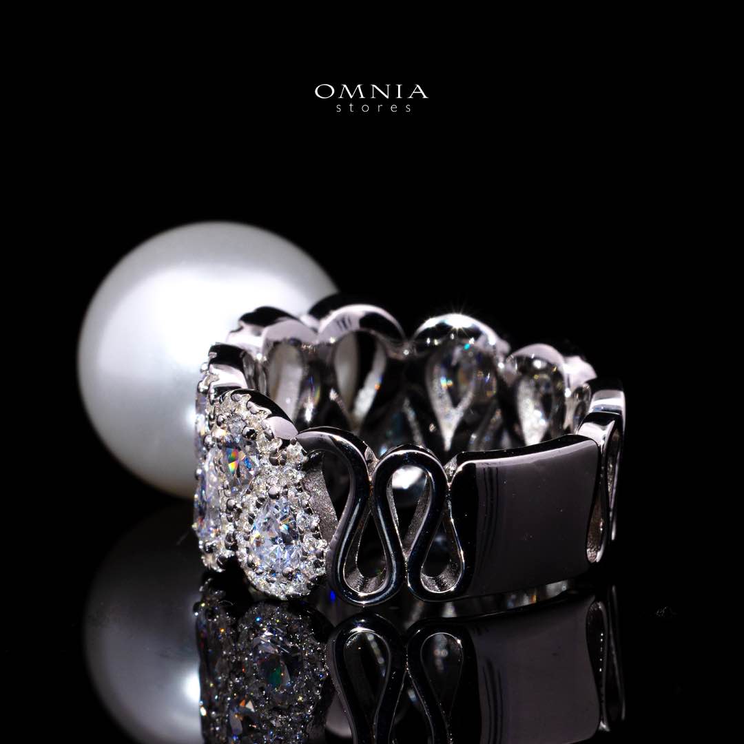 Omnia Salima Pearl White Silver Ring In 925 Silver High Quality Certified Lab Crafted Stones