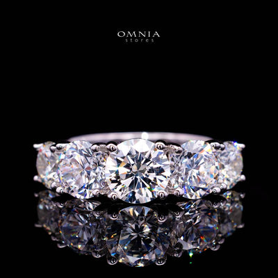 Parisa White Ring In 925 Silver High Quality Certified Lab Crafted Stones