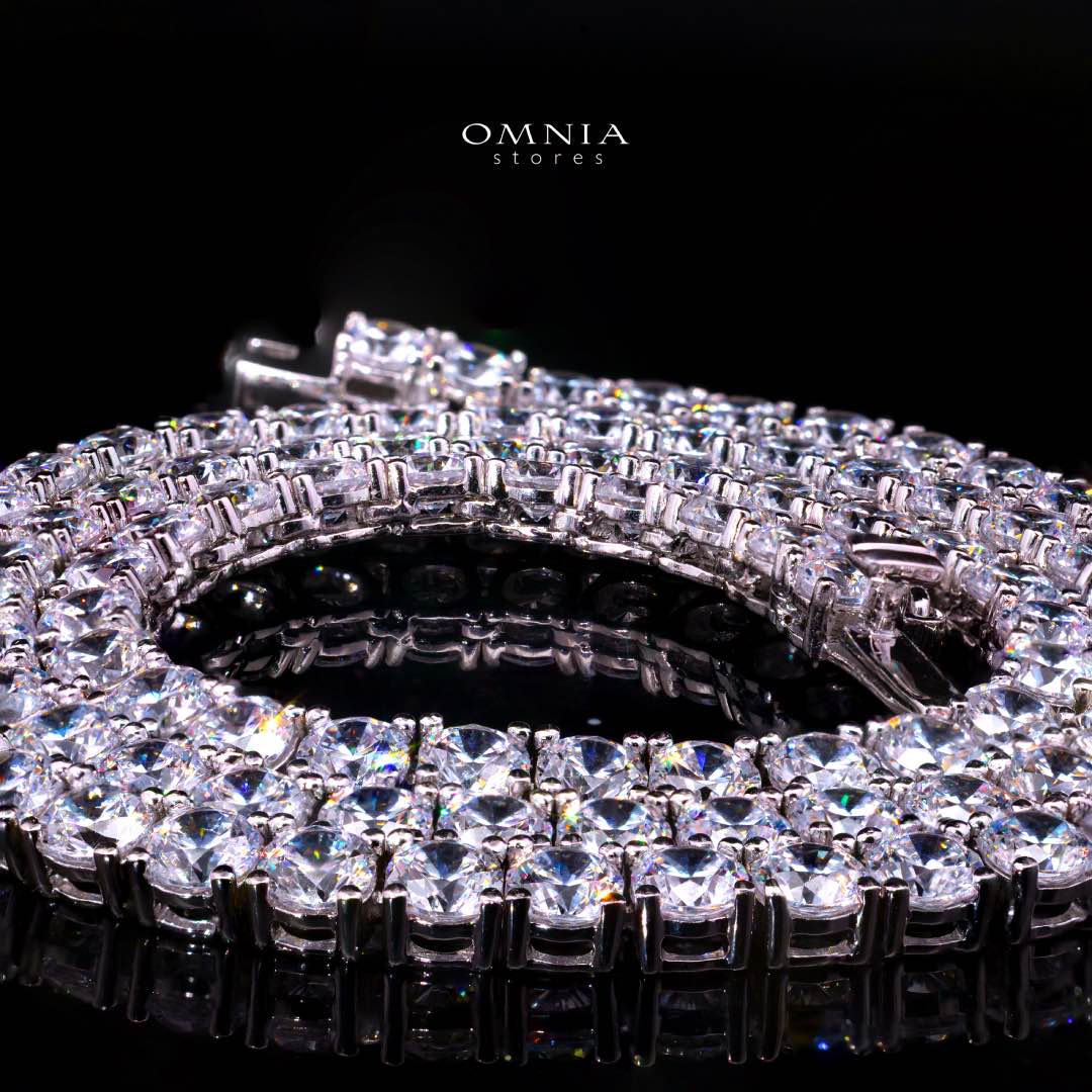 Omnia Shahera 4mm Tennis Necklace in 925 Silver High Quality Simulated diamonds