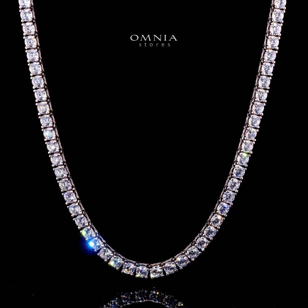 Calisha 3.0mm White Simulated Diamonds Tennis Necklace in 925 Silver