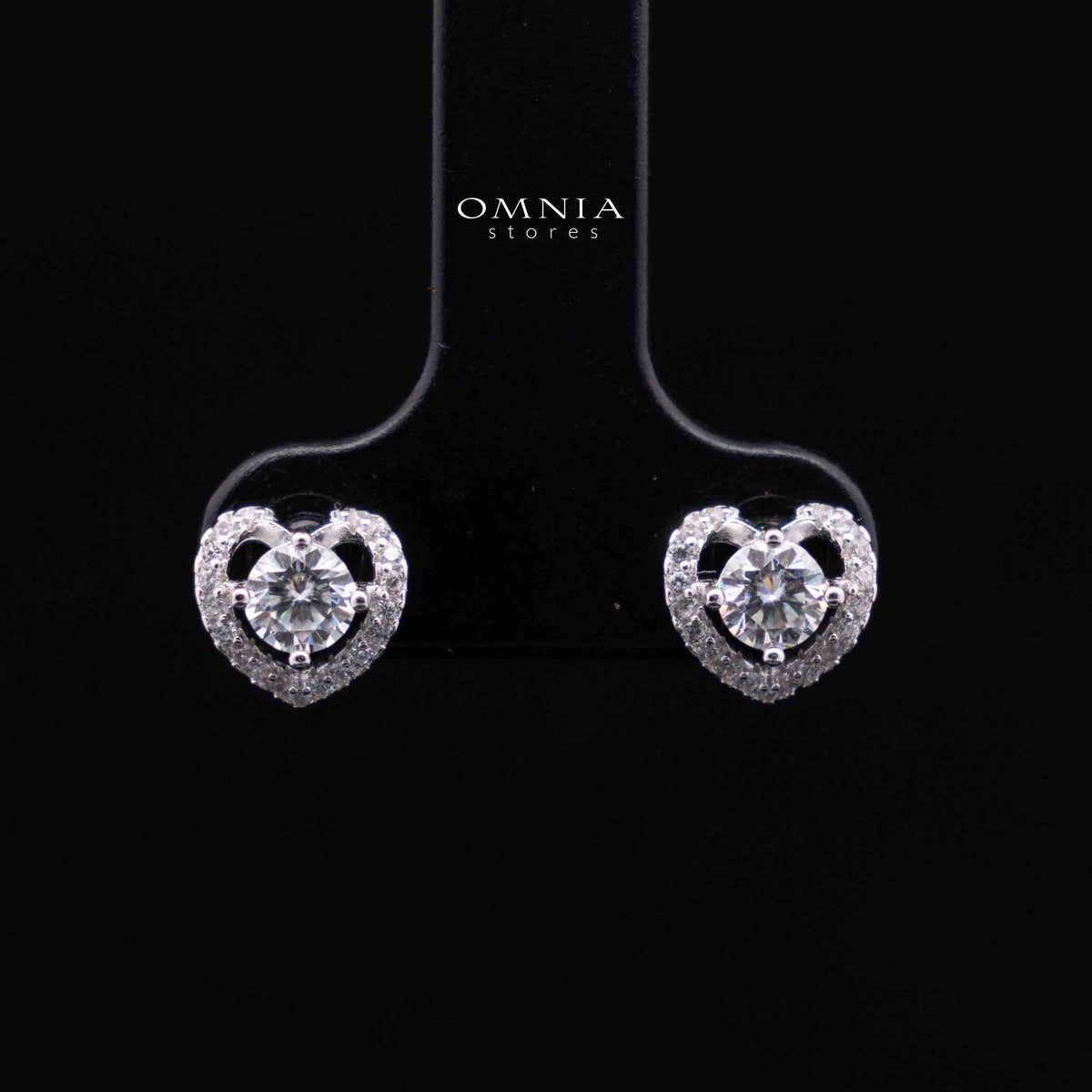 Sayida White Halo Solitaire Heart Design  Silver Necklace and Earrings Set in 925 Silver with High-Quality Premium Moissanite Stones