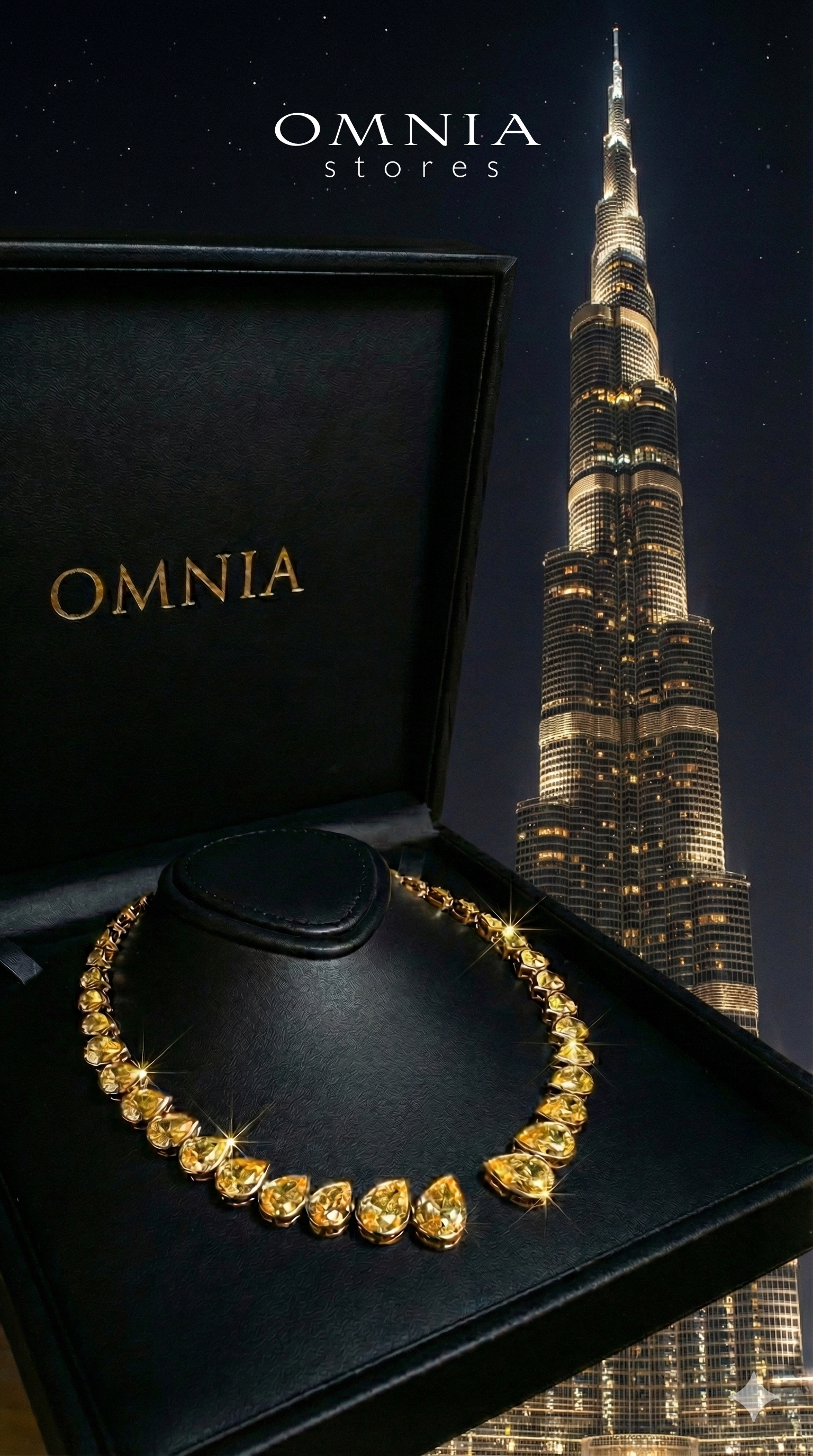 Omnia Nailah Gold Yellow Necklace In 925 Silver With High Quality Lab Crafted Stones - OMNIASTORES UAE
