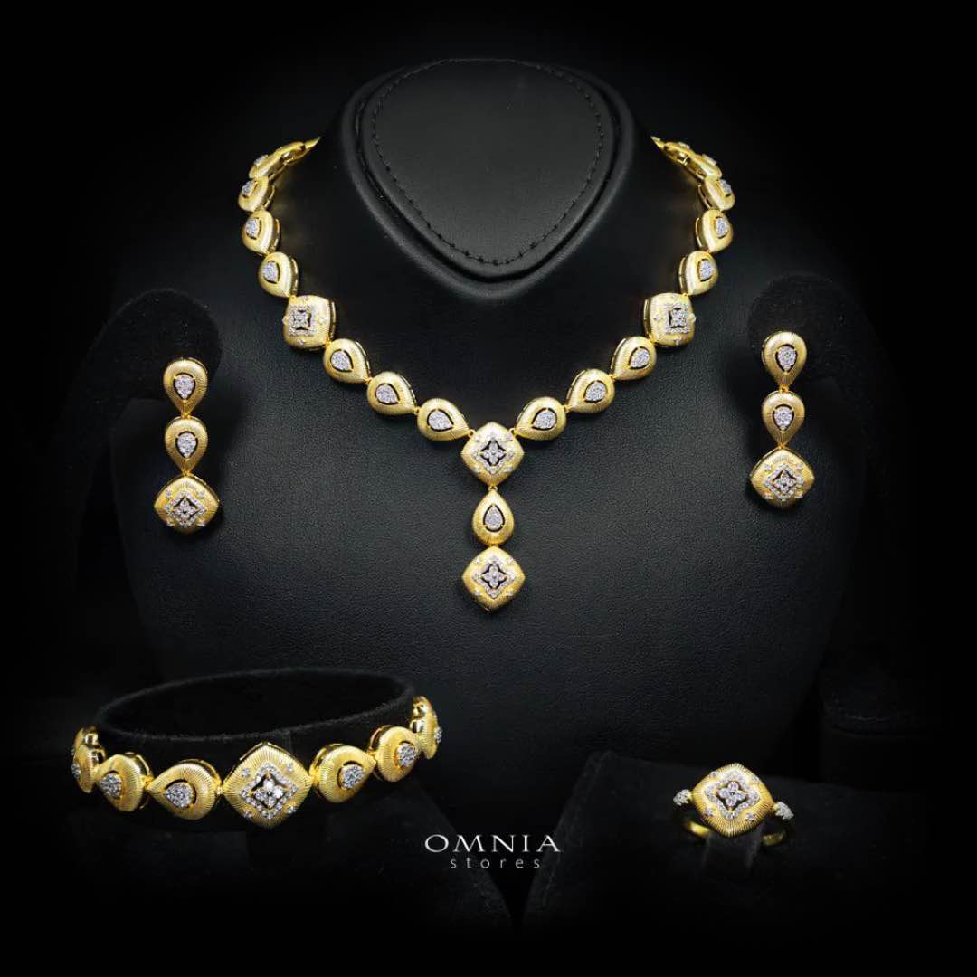 Natalia Gold Plated Luxury Bridal Full Set in 925 Silver High Quality Simulated Diamonds