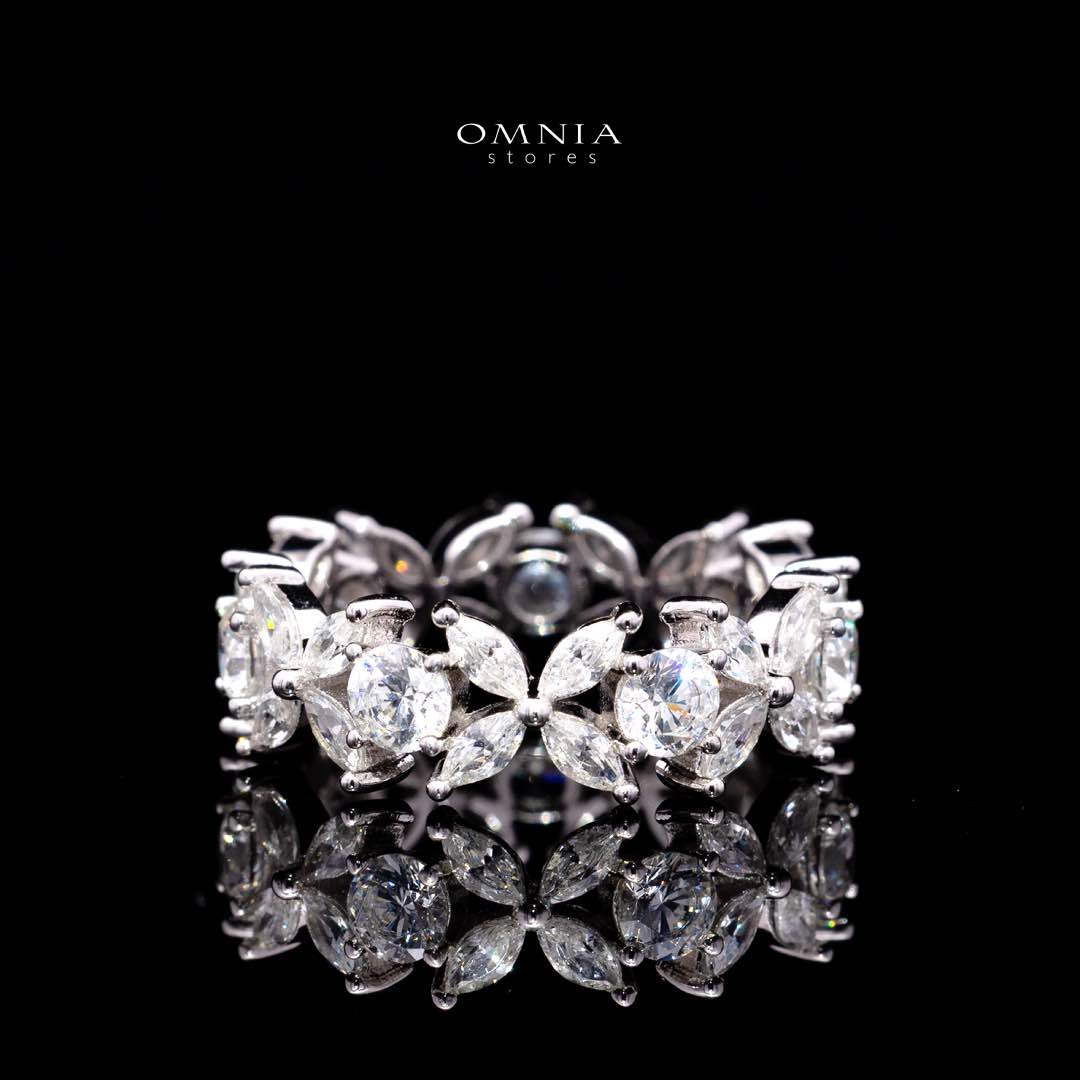 Omnia Lamara Floral-Inspired Tennis Set in 925 Silver with High Quality Iced Cut Stones