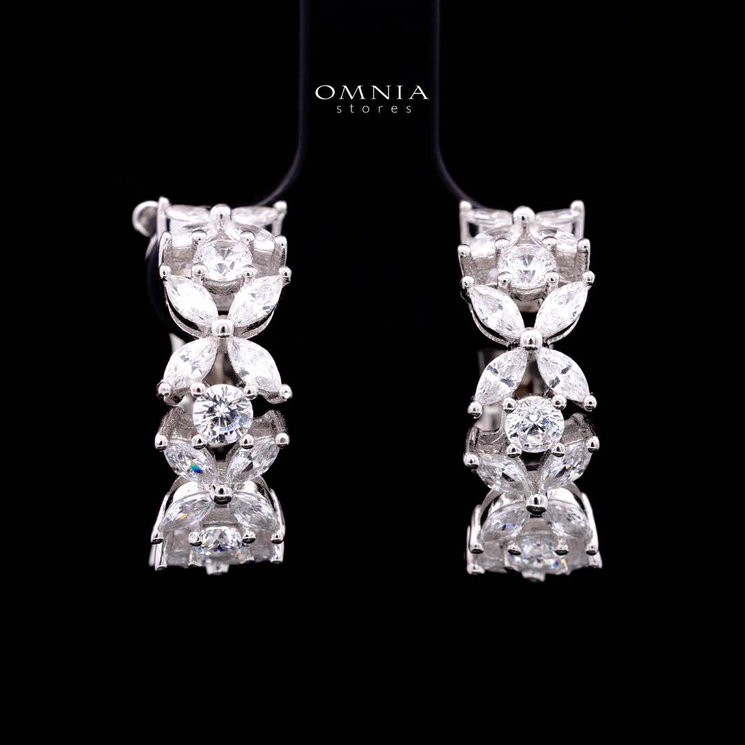 Omnia Lamara Floral-Inspired Tennis Set in 925 Silver with High Quality Iced Cut Stones