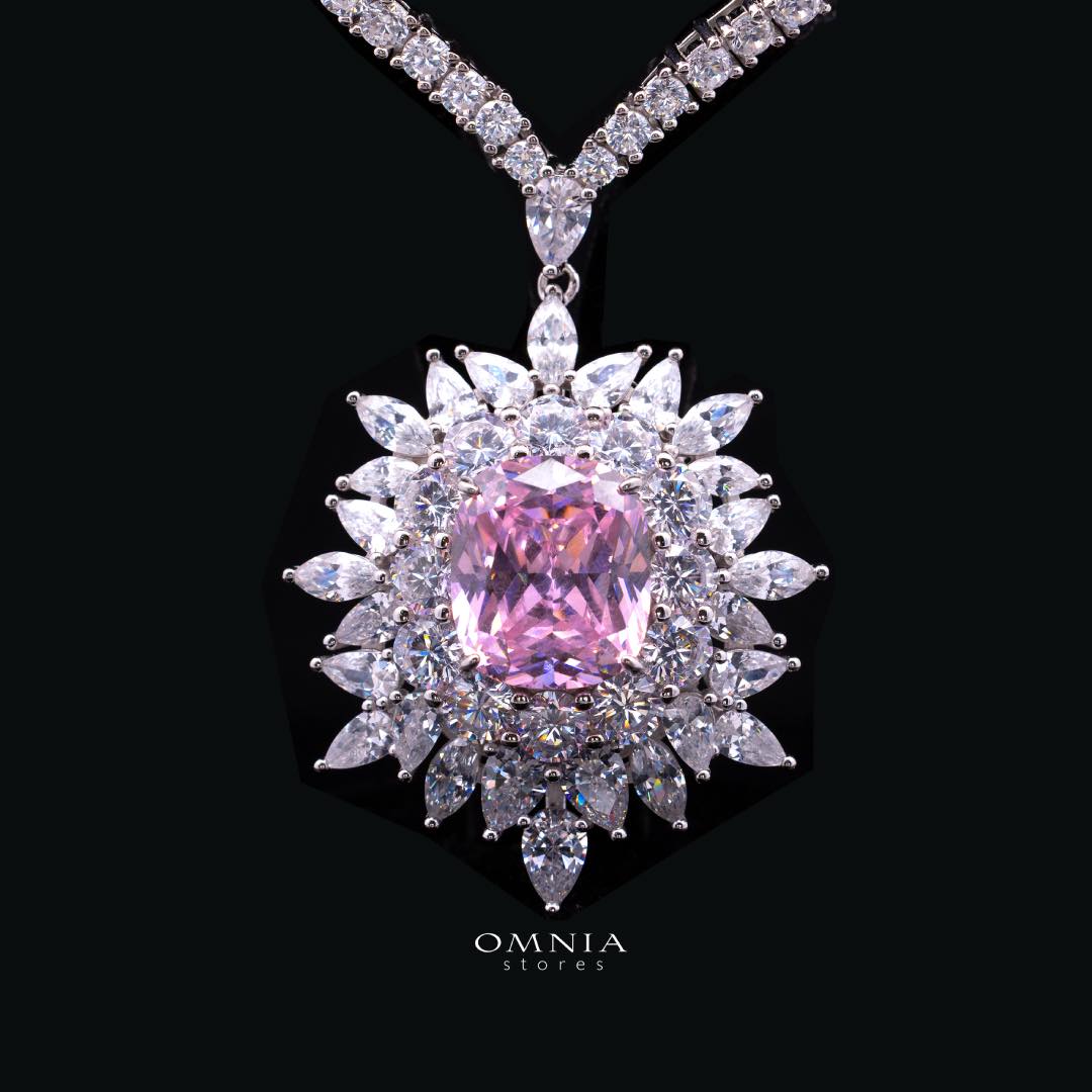 Omnia Thalia Pink Necklace in 92.5 Silver High Quality Simulated diamonds