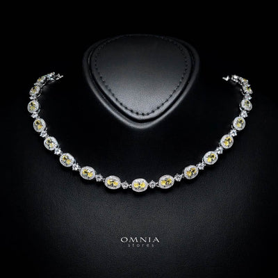 Omnia Asiya Yellow Necklace 925 Silver In High Quality Simulated diamonds