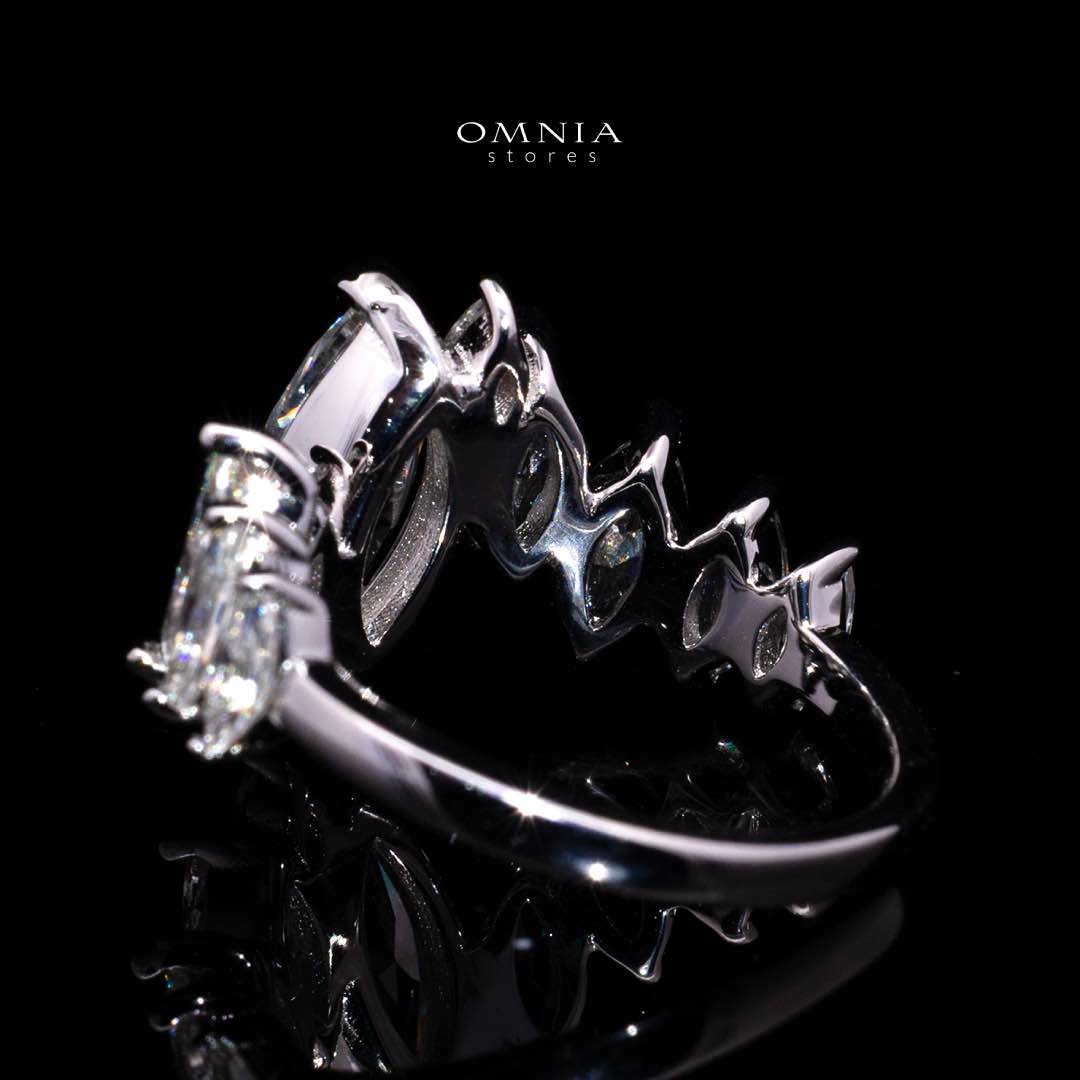Liza White Marquise Cut Ring in 925 Silver With High Quality Simulated Diamonds