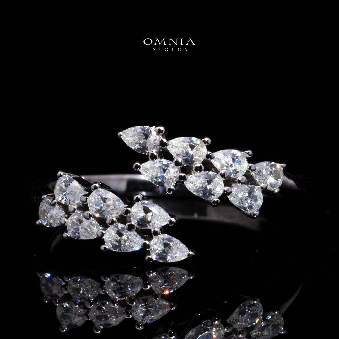 Vianna Crystal Vine Ring in 925 Silver with Premium Simulated Diamonds