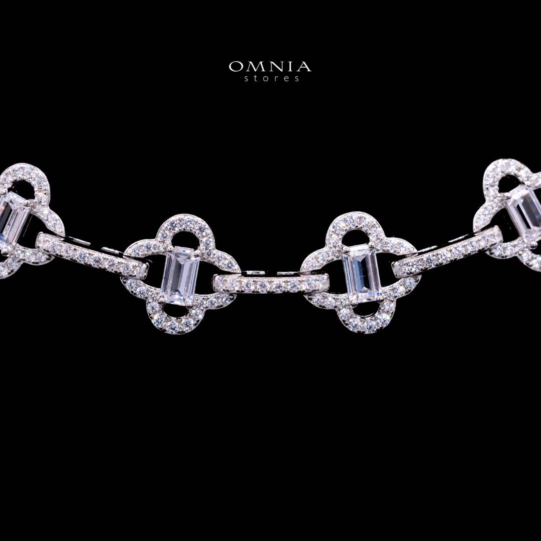 Omnia Amna White Necklace in 925 Silver High Quality Simulated diamonds
