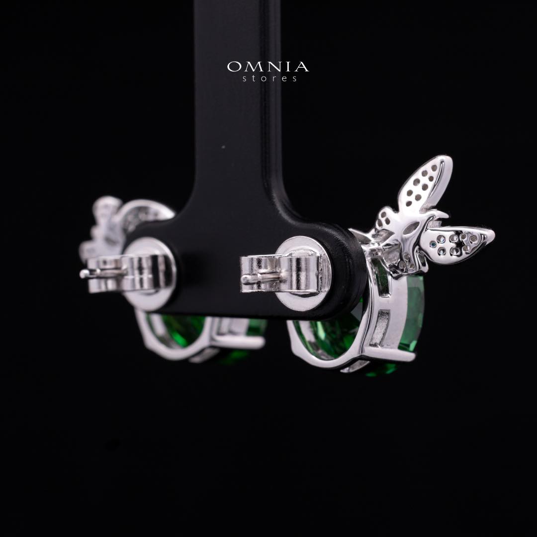 Omnia Maysun Earrings In 925 Silver High Quality Green Simulated Diamonds