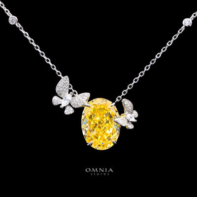 Omnia Maysun Yellow Necklace In 925 Silver High Quality Simulated Diamonds