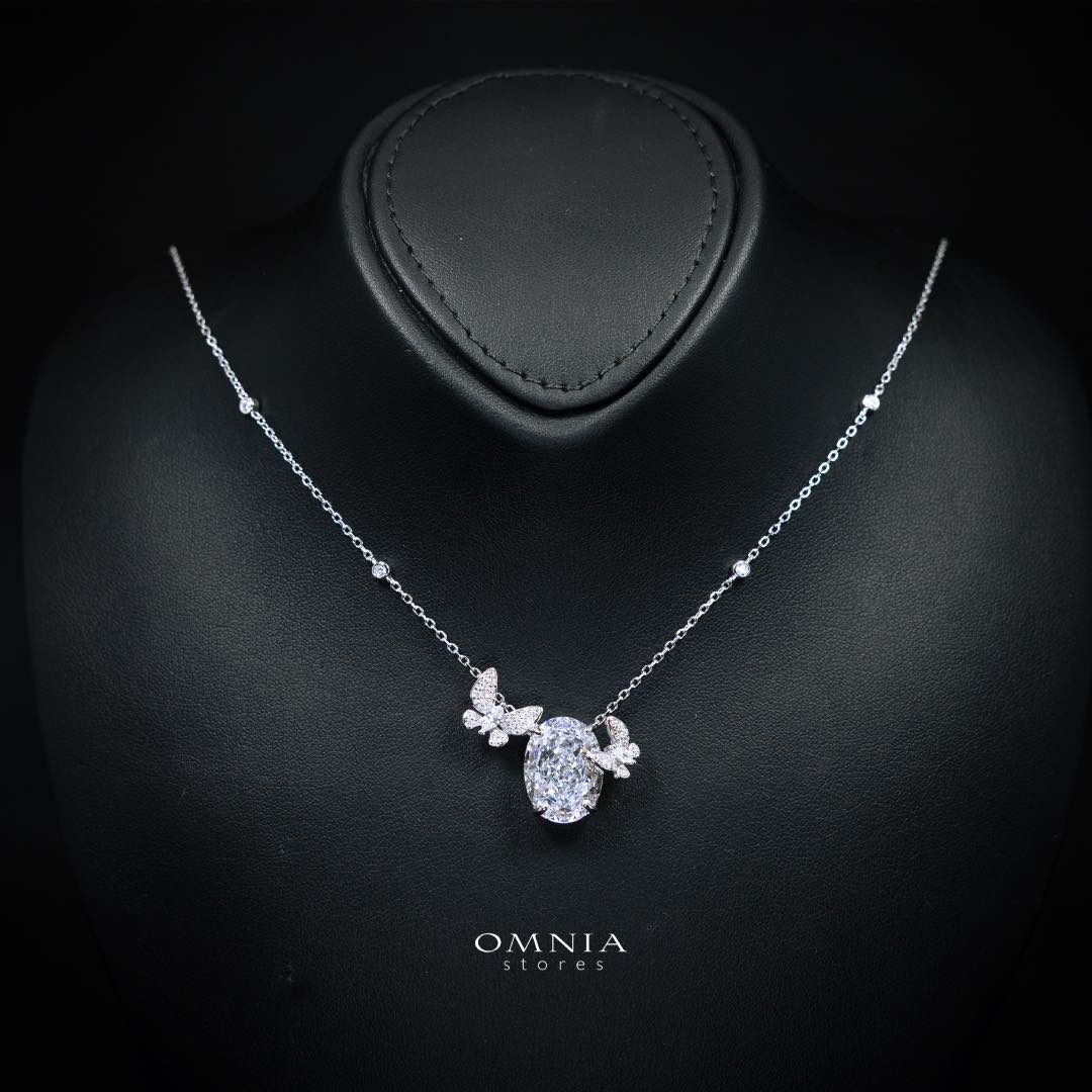 Omnia Maysun Pure White Necklace in 925 Silver with High Quality Simulated Diamonds