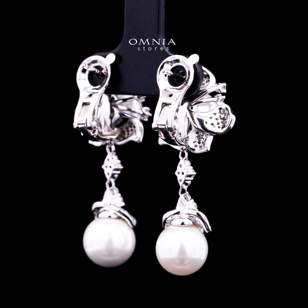 Ziyu Pearl Clip-On Earrings in 925 Sterling Silver with Premium Simulated Diamonds