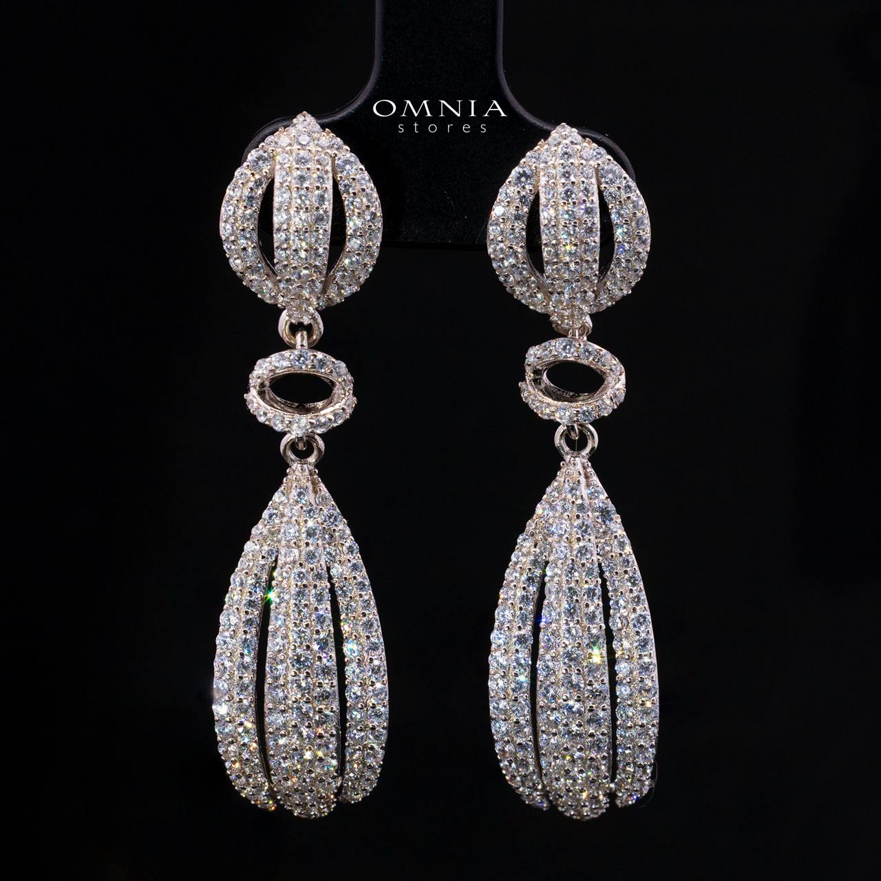 Lameera Drop Earrings with High-Quality Premium Simulated Diamonds in 925 Sterling Silver