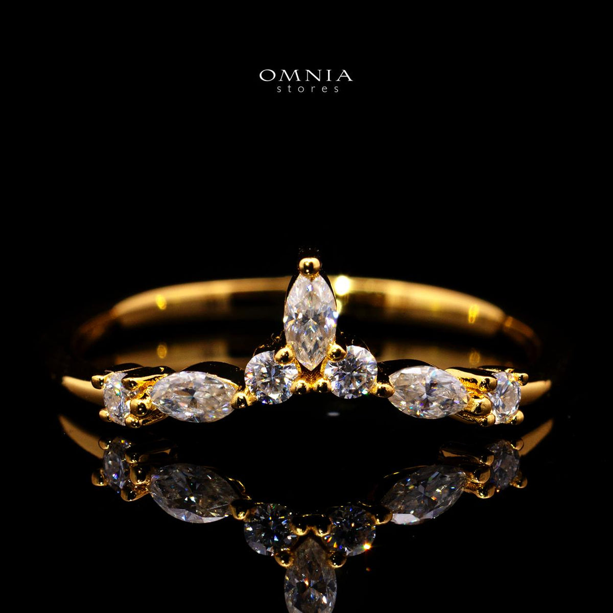Merley Marquise-Cut Moissanite Ring (0.3CT) in 925 Sterling Silver Gold Plated