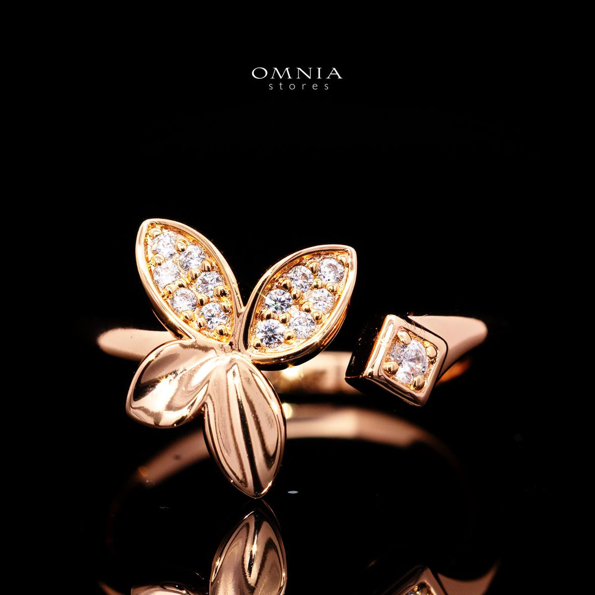 Althea Rose Gold Premium Rhodium-Plated Alloy Ring with High-Quality Simulated Diamonds