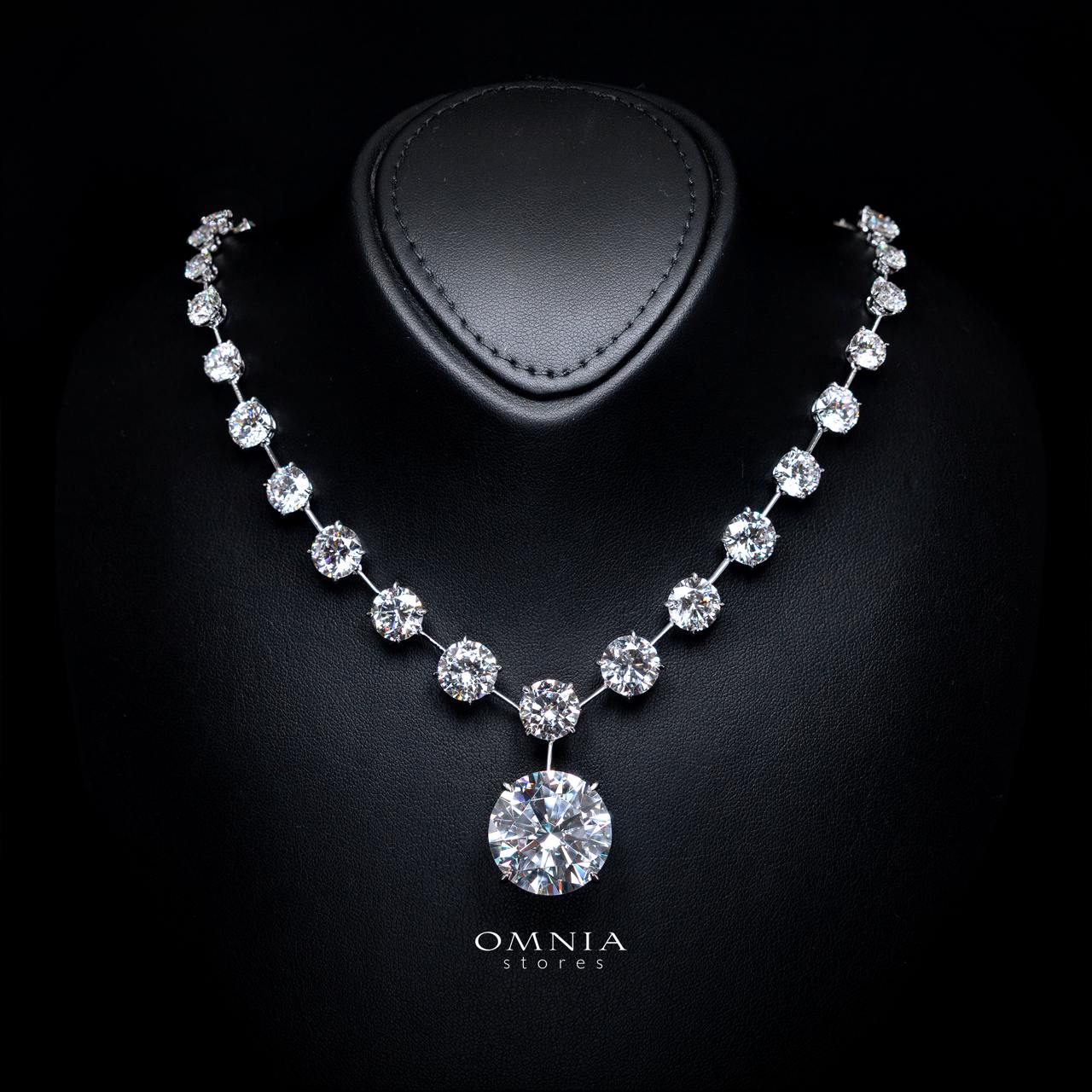 Lina Necklace with Certificate, High-Quality Premium Simulated Diamonds in 925 Sterling Silver