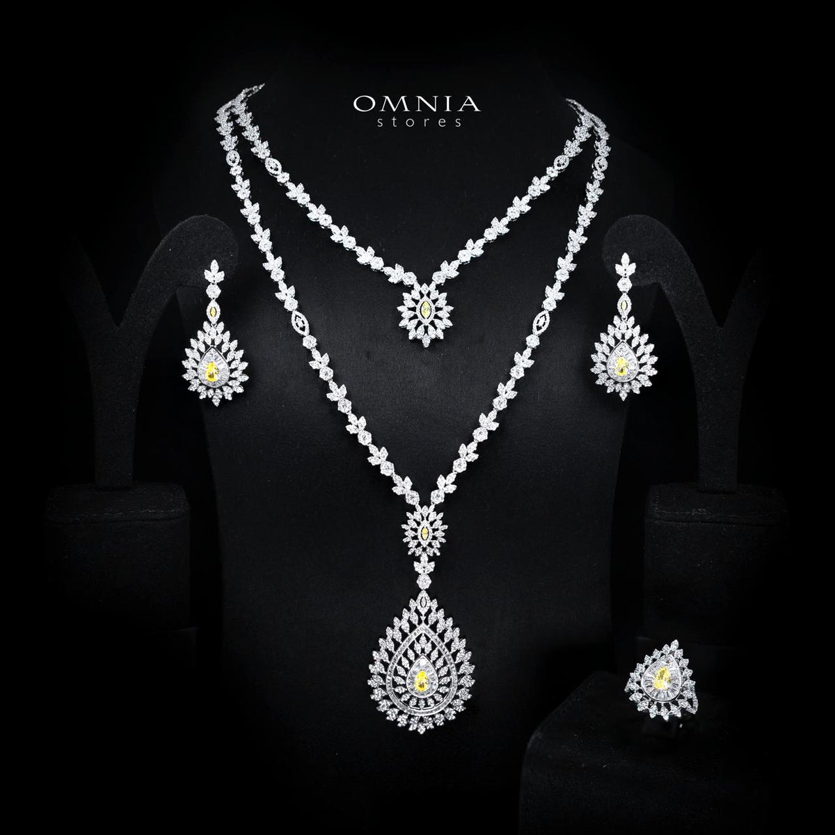Keyla Yellow Luxury Bridal Long Chain Full Set with High-Quality Simulated Diamonds