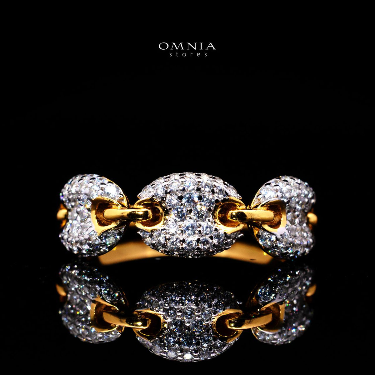 Esmelyn Gold-Plated Ring with Certified Premium Simulated Diamonds in 925 Sterling Silver