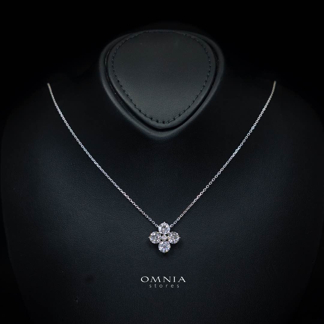 Omnia Azia White Pendant Necklace With High Quality Certified Lab Crafted Stones In 925 Silver