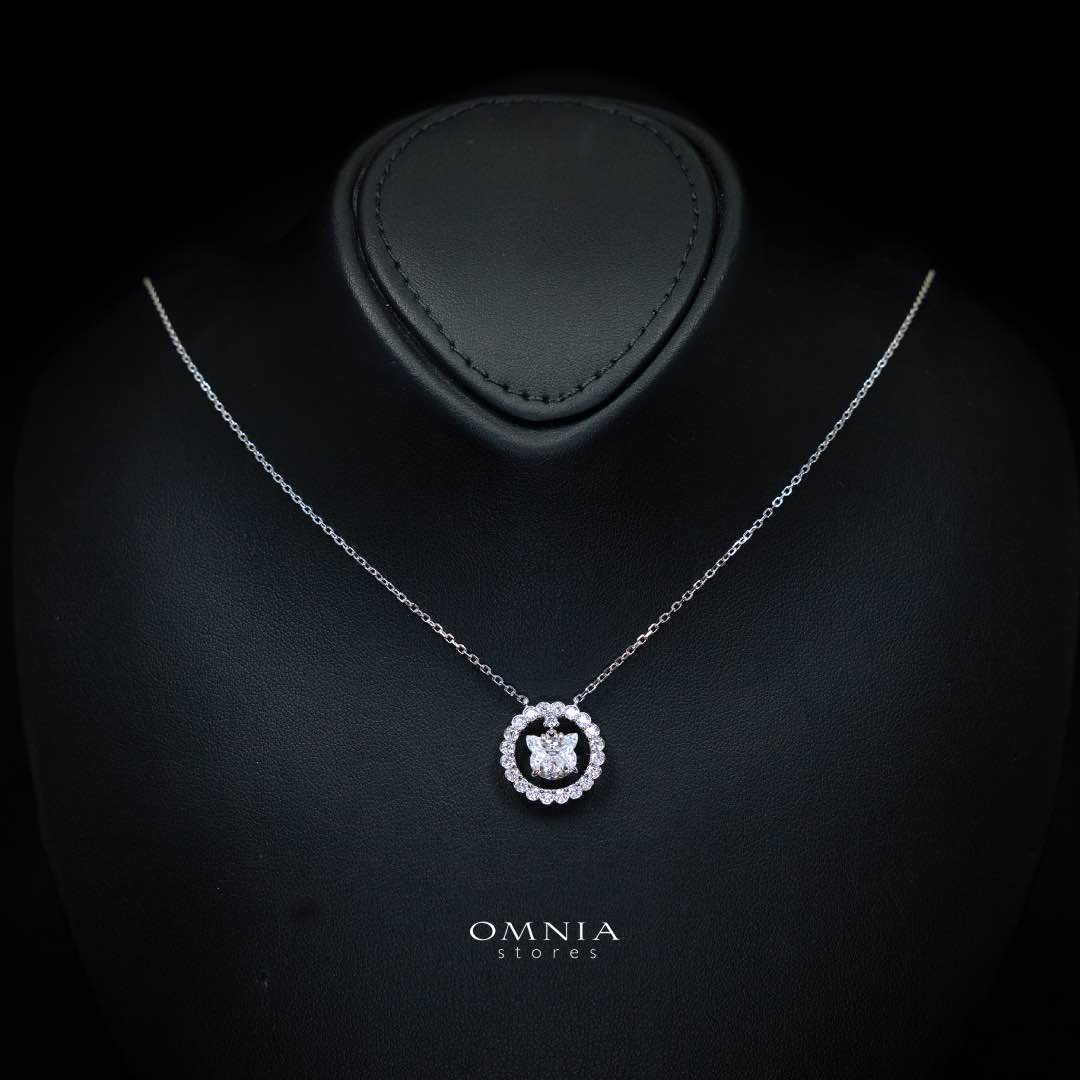Omnia Raisa White Pendant Necklace With High Quality Certified Lab Crafted Stones In 925 Silver
