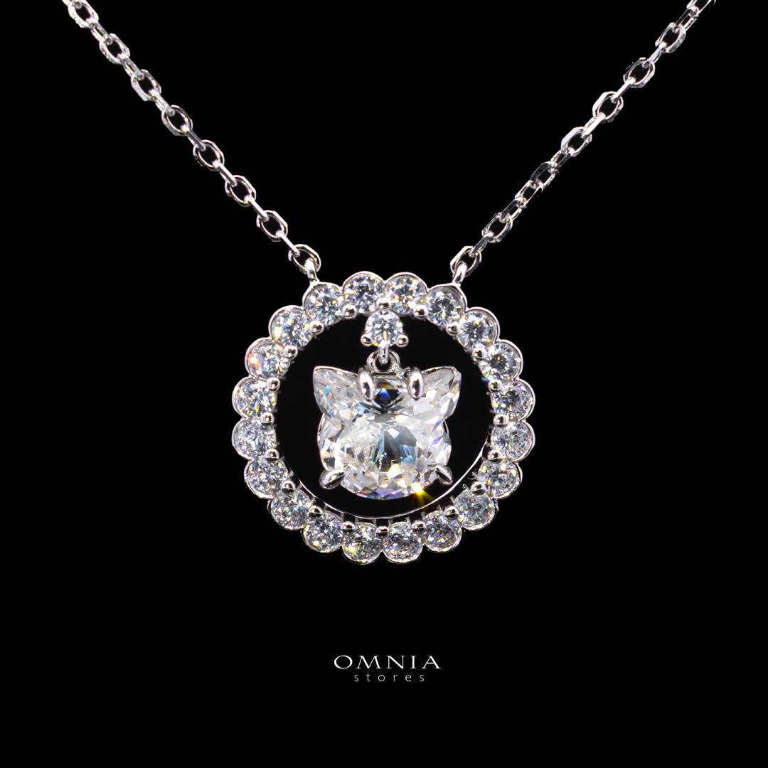 Omnia Raisa White Pendant Necklace With High Quality Certified Lab Crafted Stones In 925 Silver