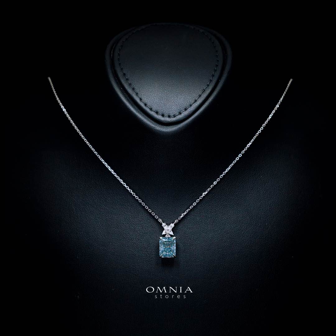 Elana White and Blue Floral Certified Lab Crafted Pendant Necklace With High Quality 925 Silver