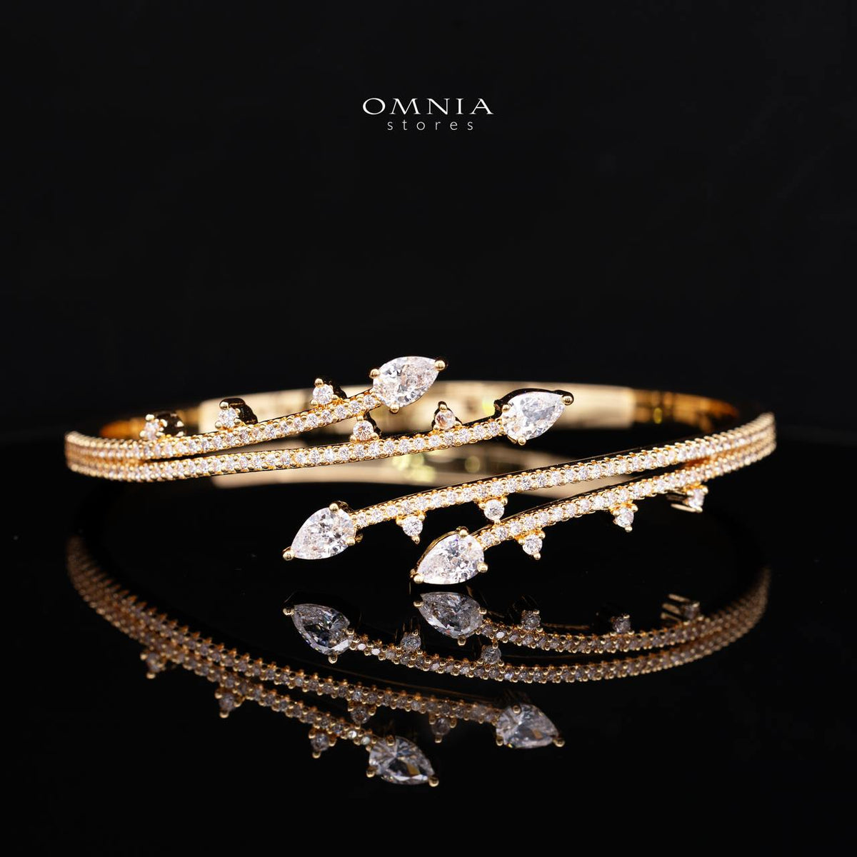 Yuliana Gold Bridal Full Set with High-Quality Premium Zircon Stones, Rhodium-Plated