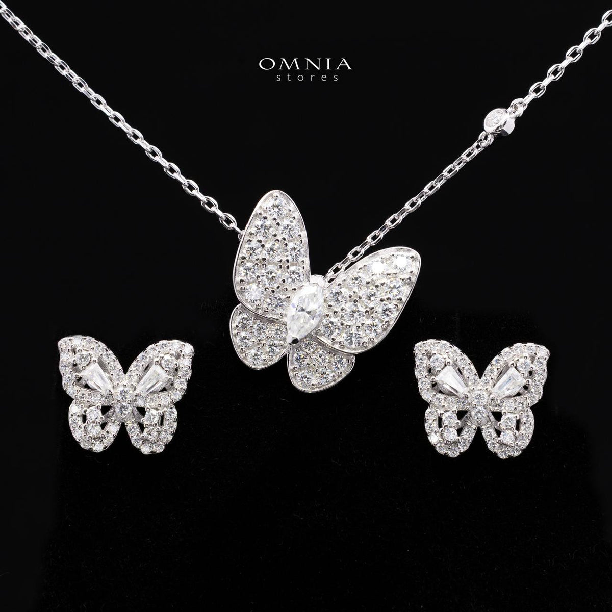Shenique White Moissanite Necklace and Earrings Set in 925 Sterling Silver