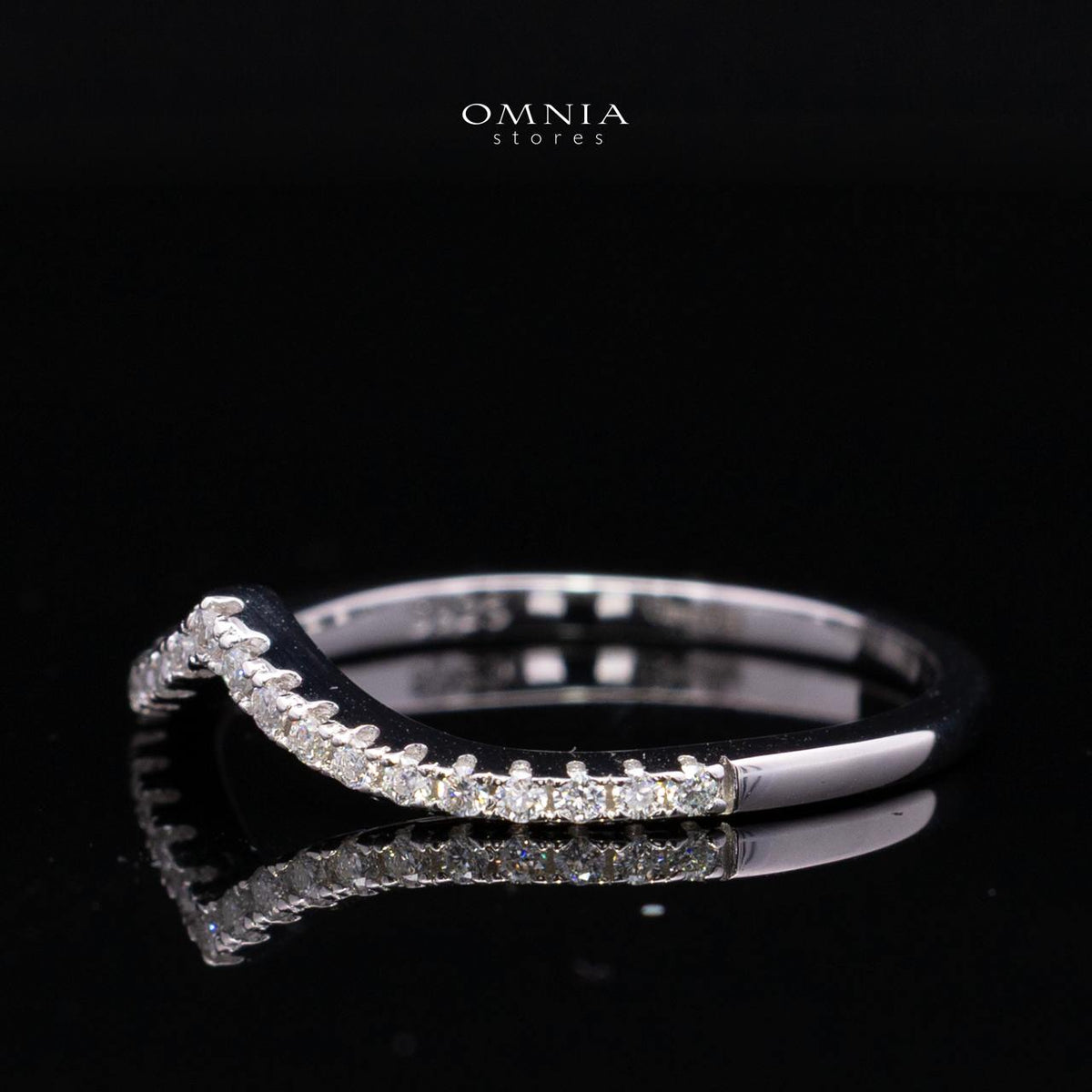 Zafirah White Moissanite V-Shape Chevron Pavé Band Ring – Rhodium-Plated 925 Sterling Silver