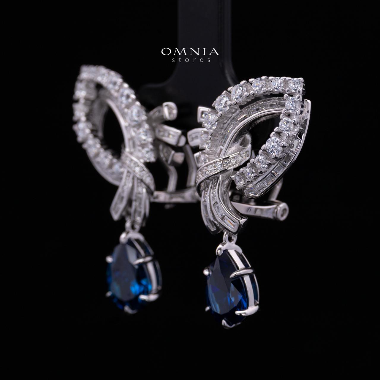 Mary Winged Blue Drop Earrings: High-Quality Premium Simulated Diamond in 925 Silver