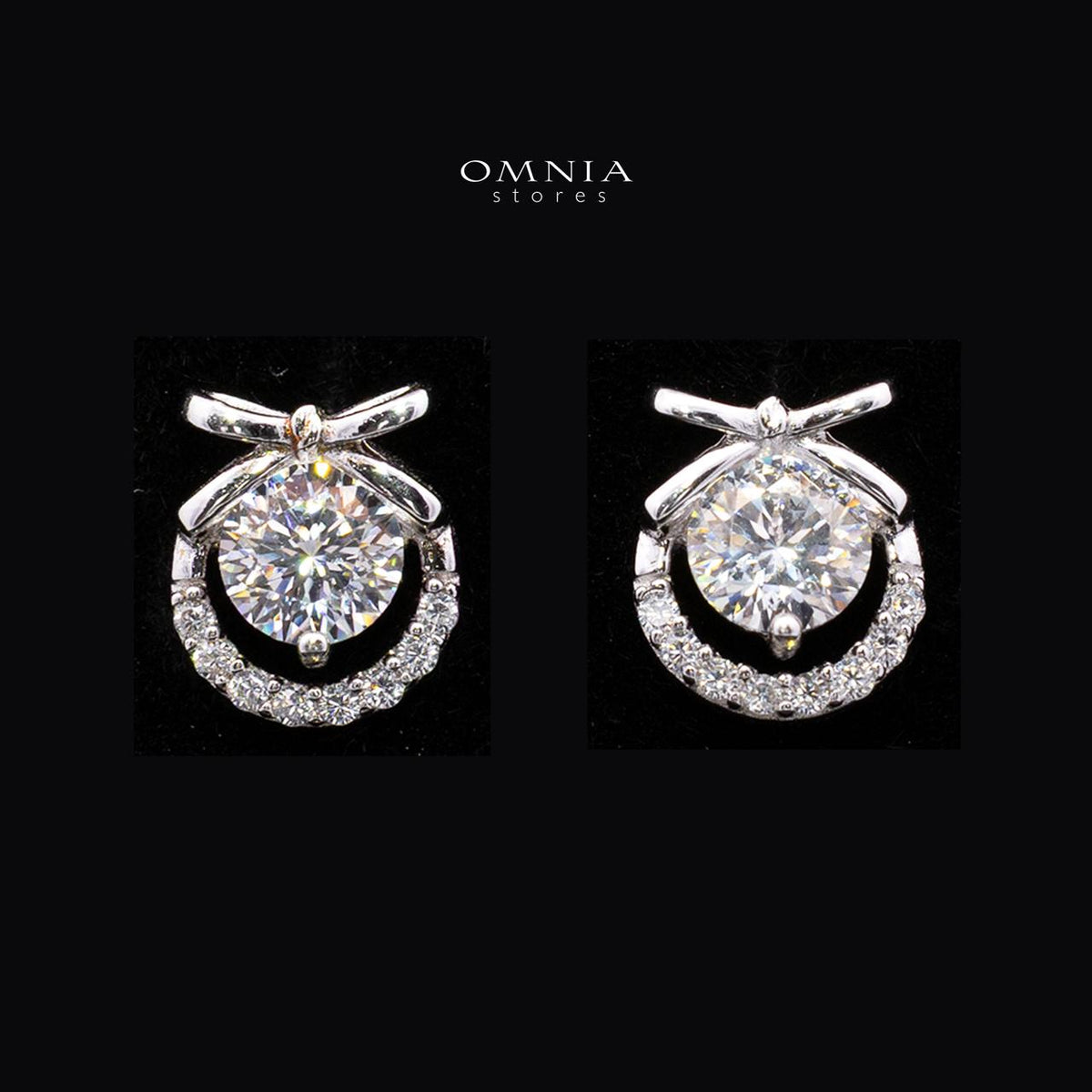 Stormi White Moissanite Halo Pendant Necklace and Stud Earrings Set in 925 Sterling Silver