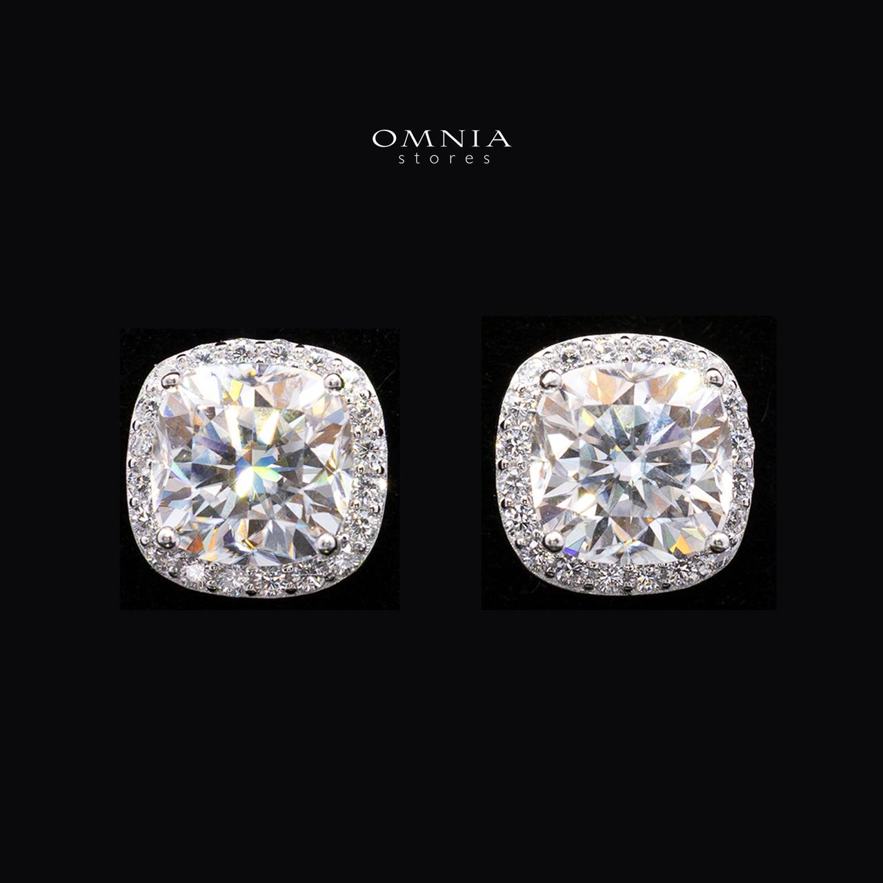 Itzayana White Moissanite Cushion Halo Pendant Necklace and Stud Earrings Set in 925 Sterling Silver