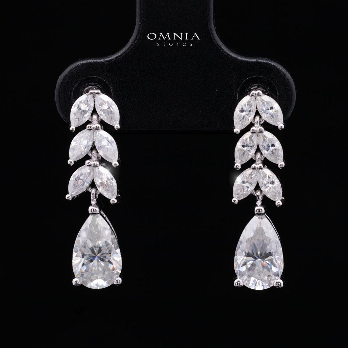 Cristina White Moissanite Earrings with GRA Certificate – 5x8mm Pear Cut, Rhodium-Plated 925 Sterling Silver