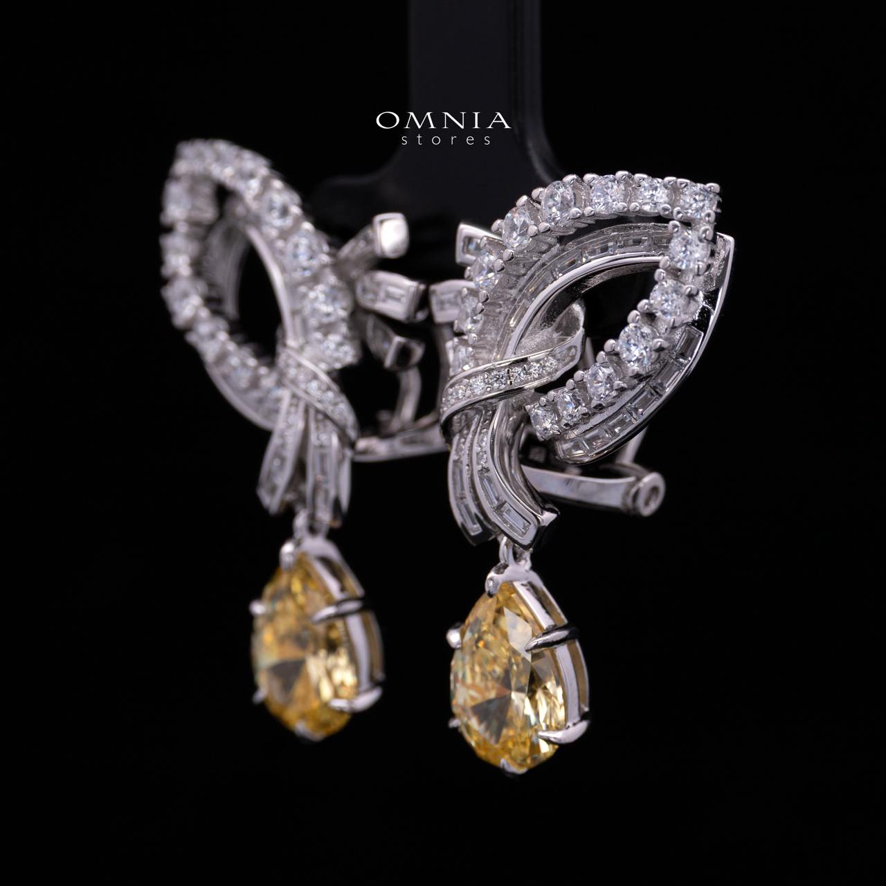 Mary Winged Yellow Drop Earrings: High-Quality Premium Simulated Diamond in 925 Silver