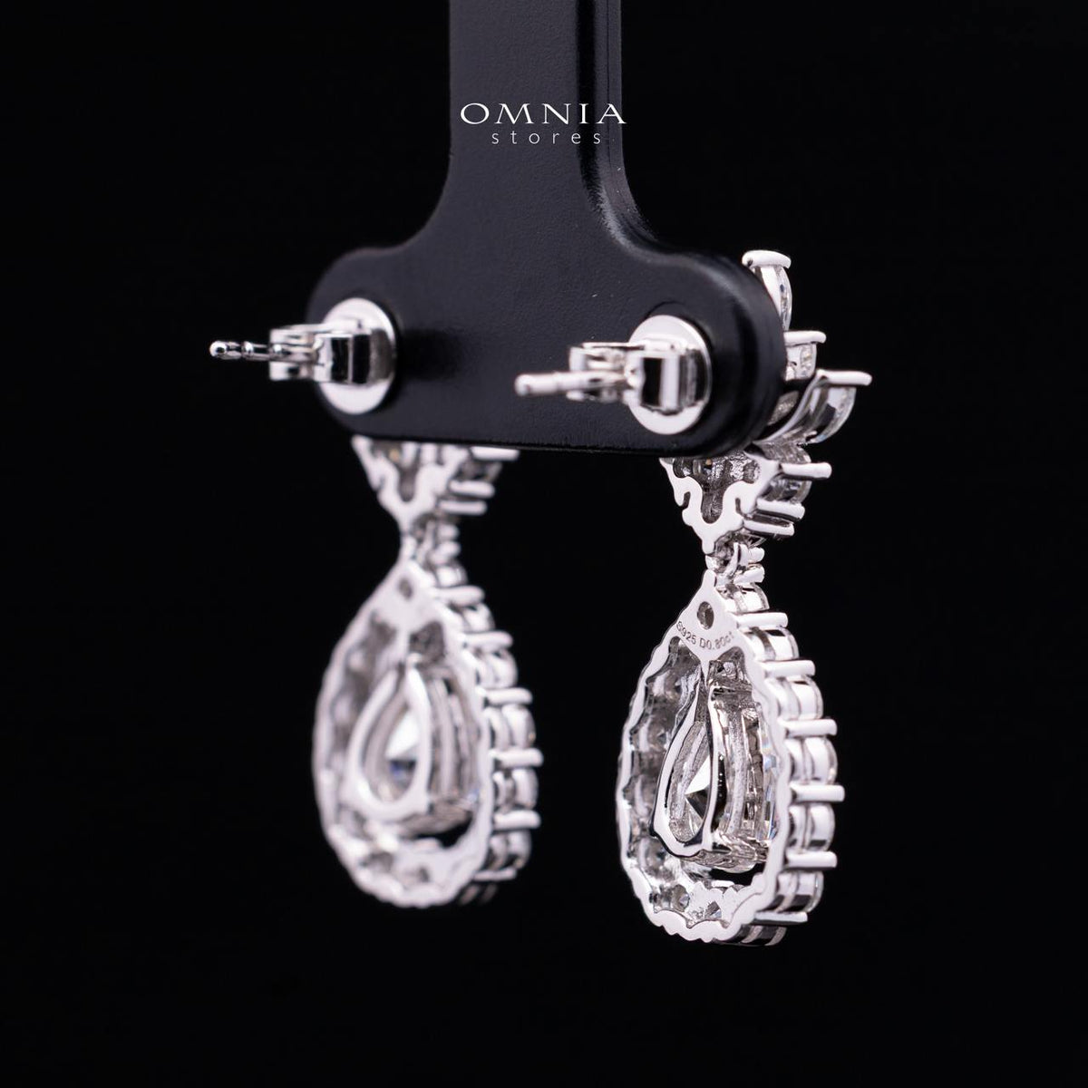 Laniyah White Moissanite Floral Halo Drop Earrings with GRA Certificate – 5x7mm Pear Cut, Rhodium-Plated 925 Sterling Silver